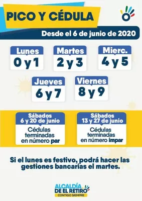 Pico y cédula desde el 6 de junio del 2020